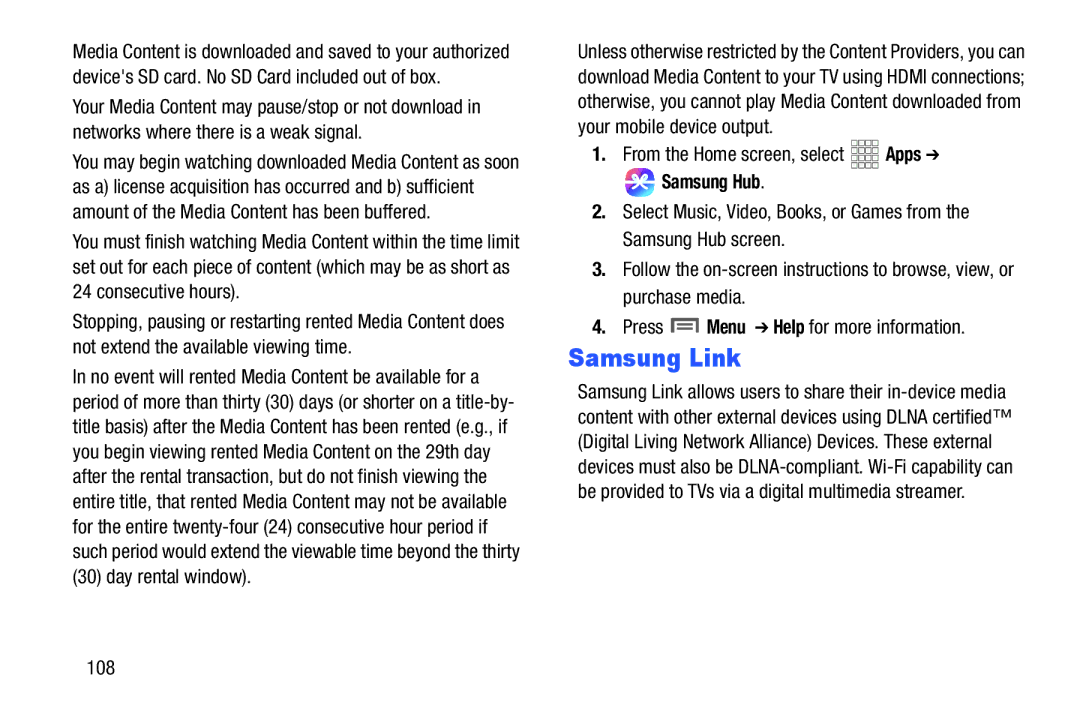 Samsung GH68-38773F user manual Samsung Link, Samsung Hub 