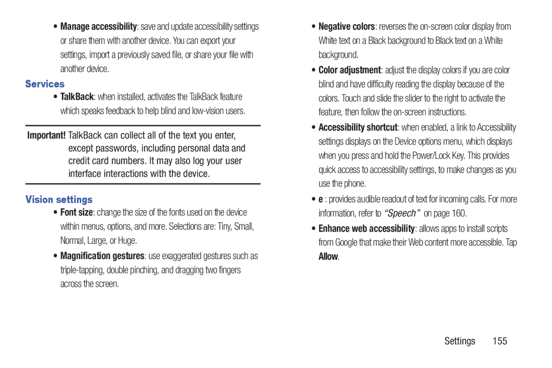 Samsung GH68-38773F user manual Services, Vision settings 