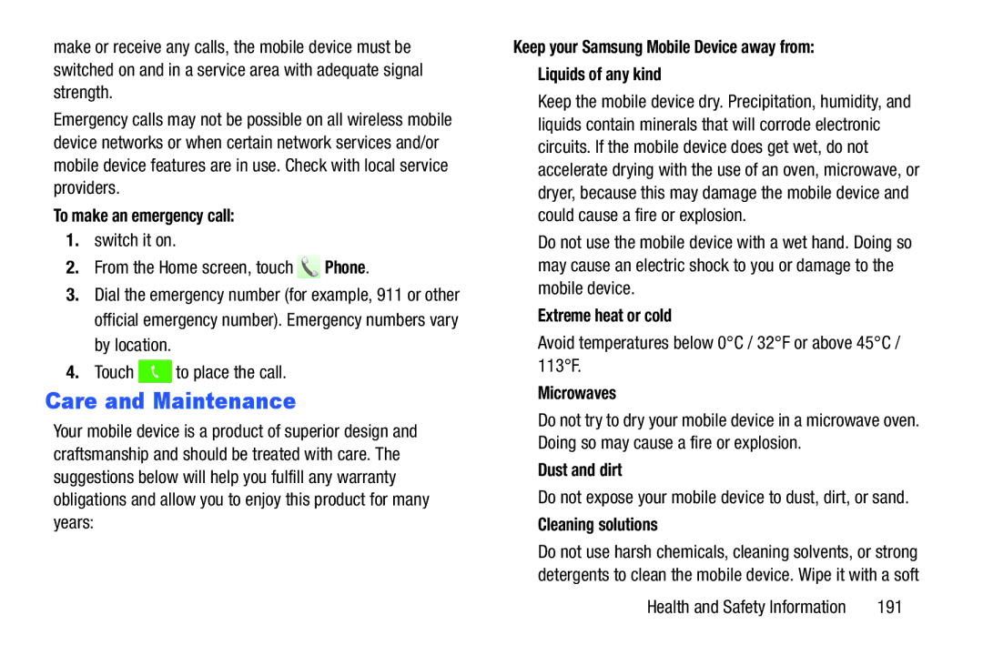 Samsung GH68-38773F user manual Care and Maintenance 