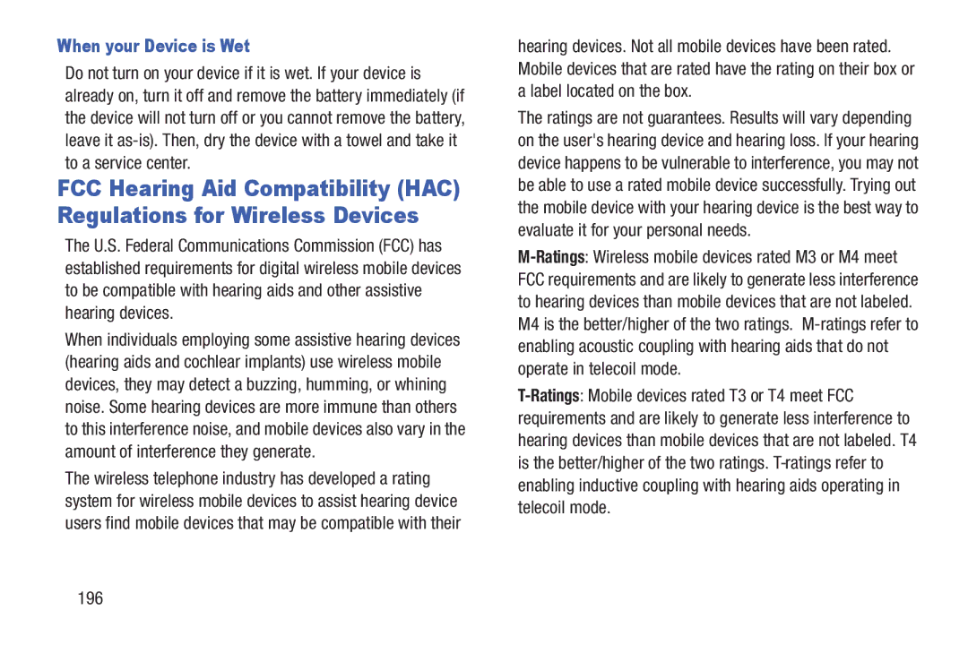 Samsung GH68-38773F user manual When your Device is Wet, 196 