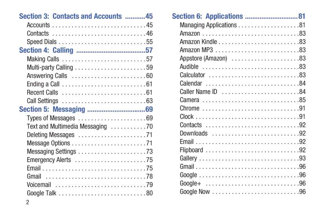 Samsung GH68-38773F user manual Contacts and Accounts, Accounts Contacts Speed Dials 