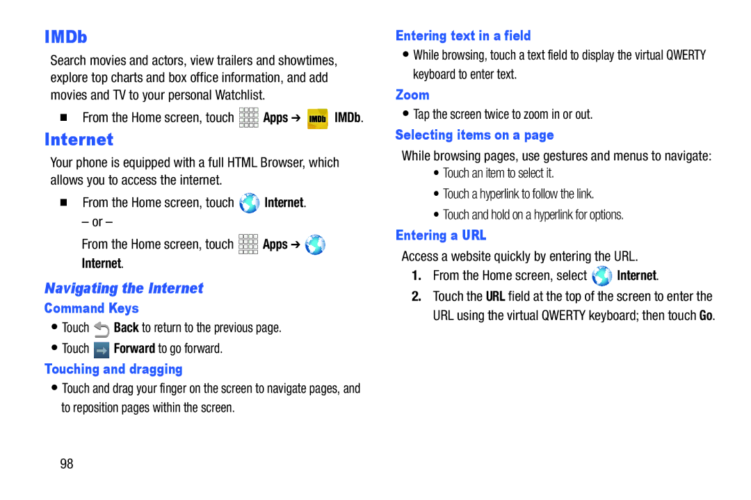 Samsung GH68-38773F user manual IMDb, Navigating the Internet 