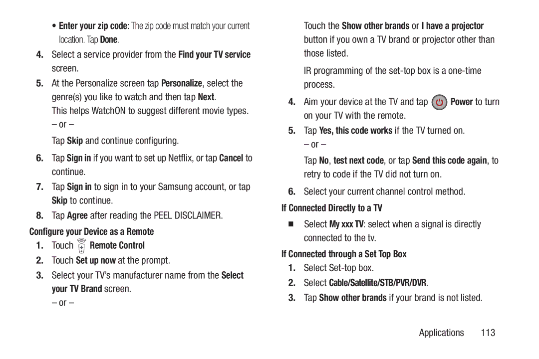 Samsung GH68-38773F user manual Configure your Device as a Remote Touch Remote Control, If Connected Directly to a TV 