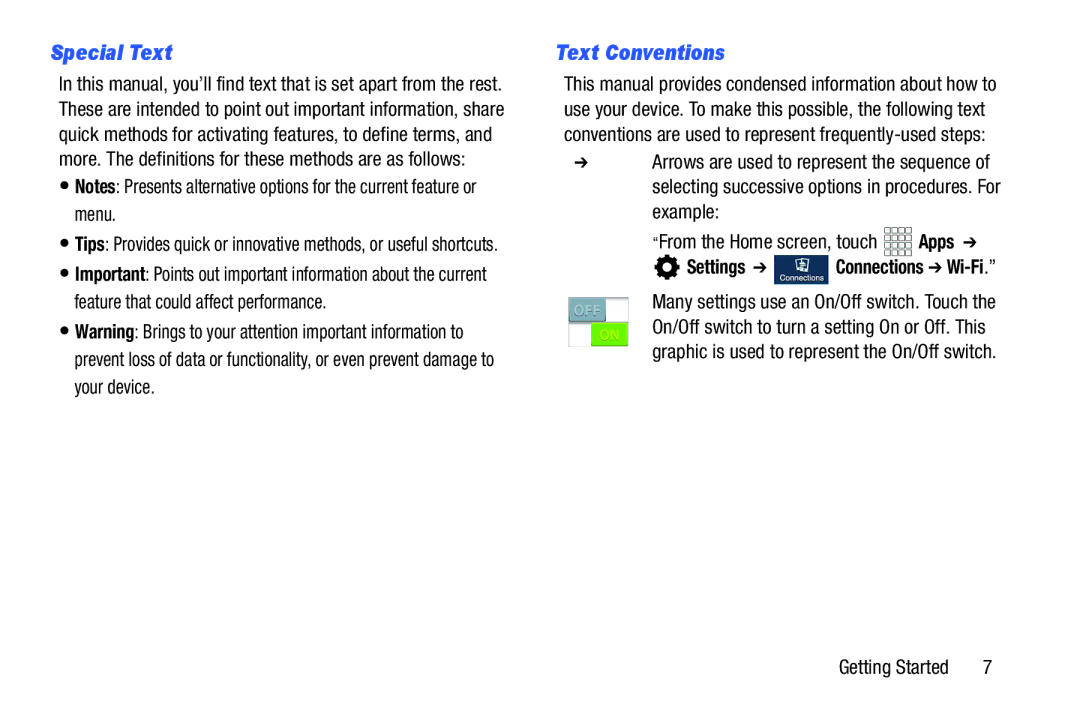 Samsung GH68-38773F user manual Special Text, Text Conventions 