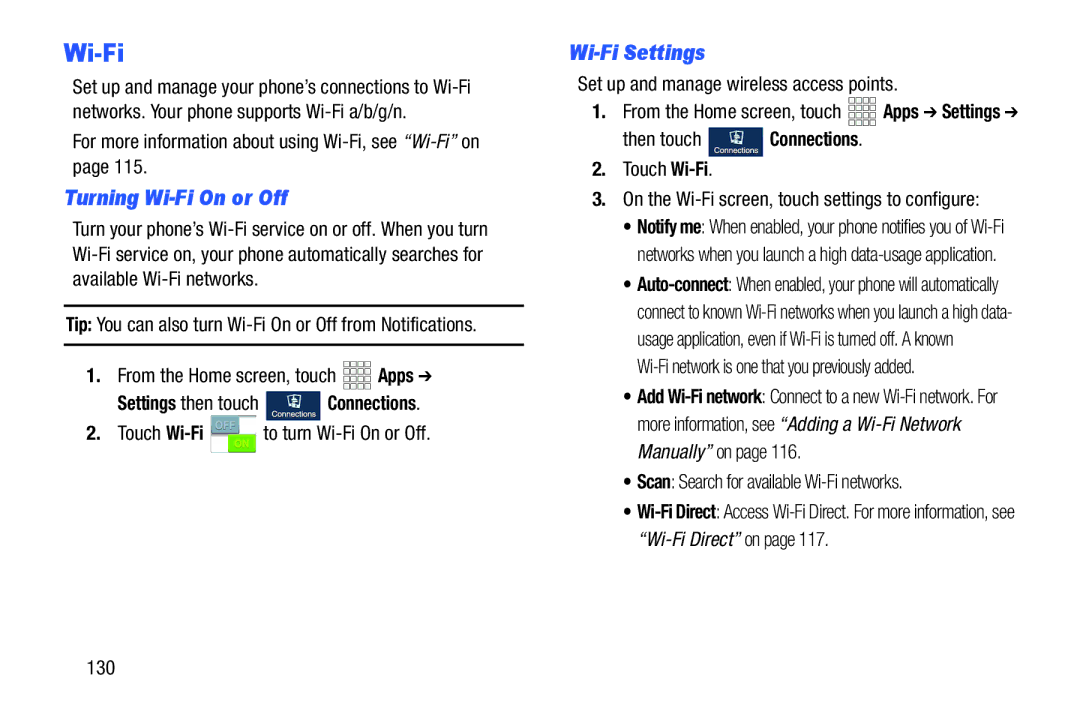 Samsung GH68-38773F user manual Wi-Fi Settings 