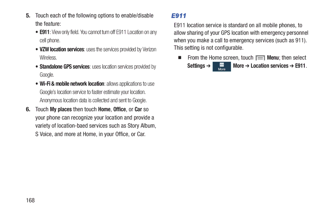 Samsung GH68-38773F user manual E911, 168 