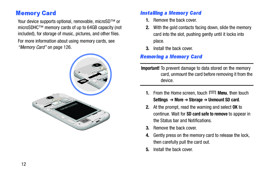 Samsung GH68-38773F user manual Installing a Memory Card, Removing a Memory Card 