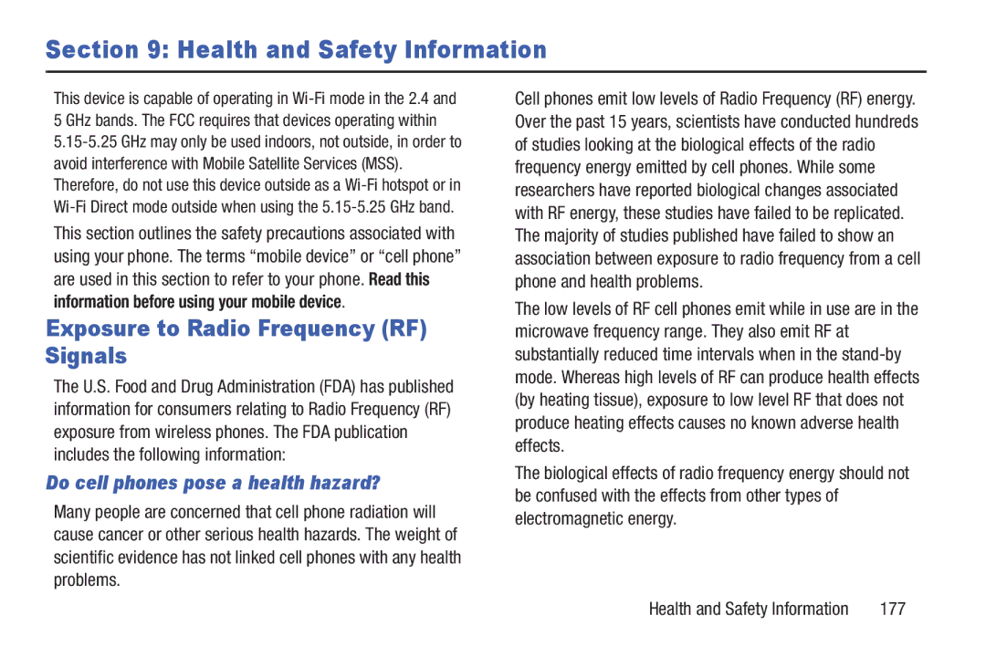 Samsung GH68-38773F user manual Exposure to Radio Frequency RF Signals, Do cell phones pose a health hazard?, 177 