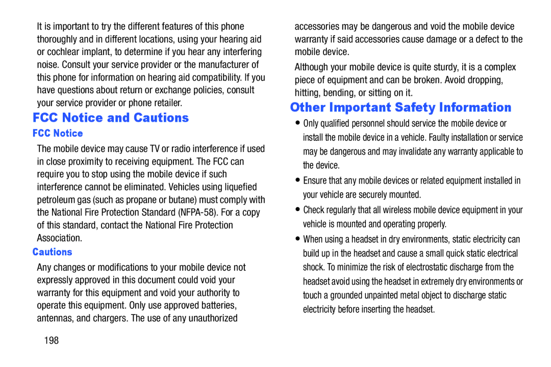 Samsung GH68-38773F user manual FCC Notice and Cautions, Other Important Safety Information 