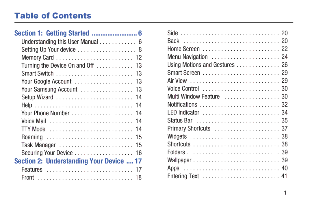 Samsung GH68-38773F user manual Table of Contents 