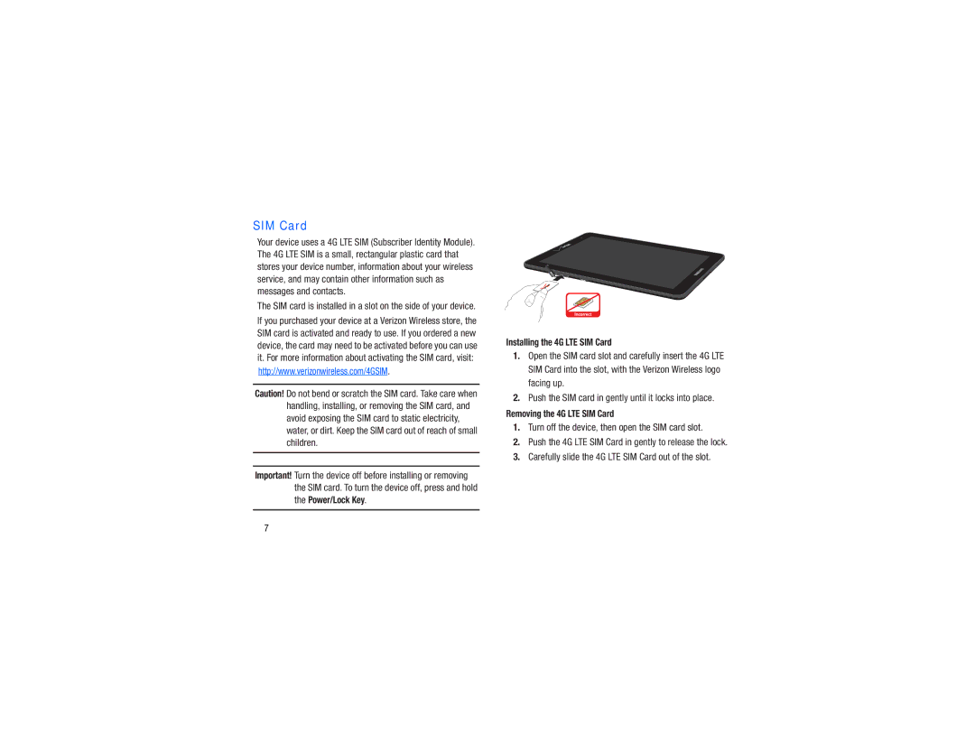 Samsung GH68-38783A user manual Turn off the device, then open the SIM card slot, Installing the 4G LTE SIM Card 