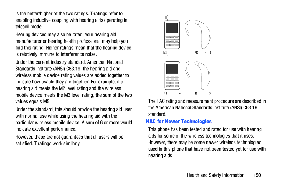 Samsung GH68-39988A manual HAC for Newer Technologies, 150 