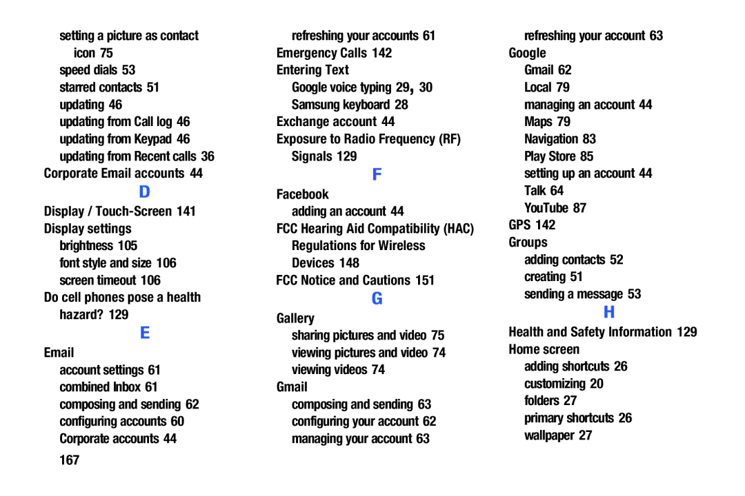 Samsung GH68-39988A manual Do cell phones pose a health hazard?, Entering Text, Exchange account, Facebook, GPS Groups 