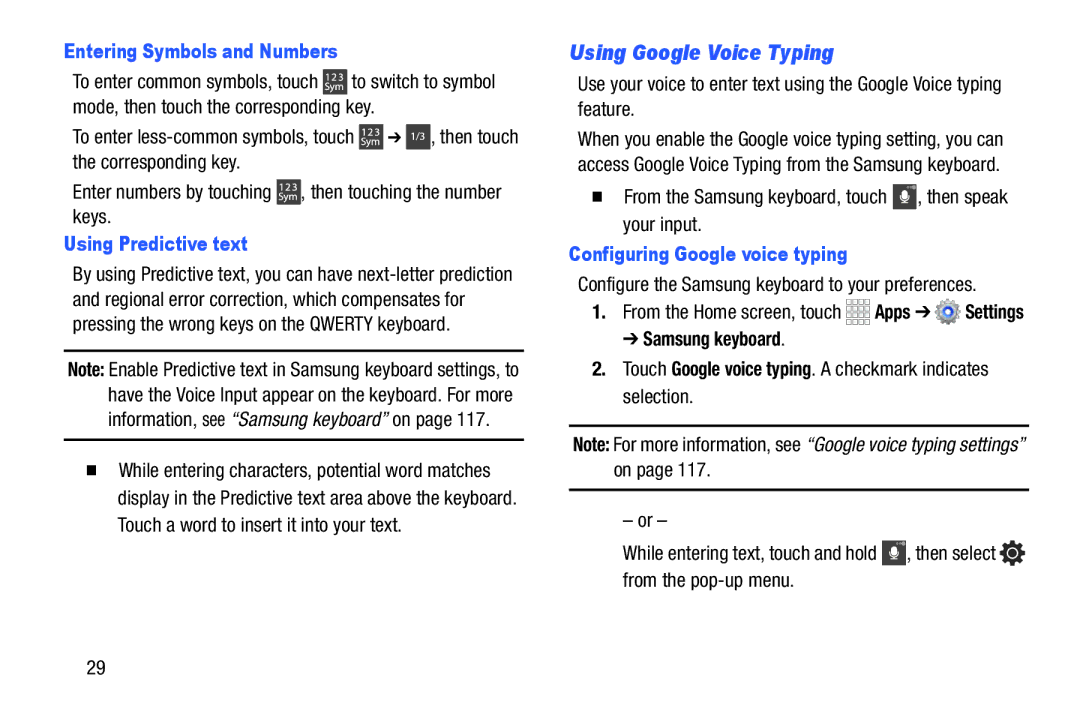 Samsung GH68-39988A manual Using Google Voice Typing, Configuring Google voice typing 