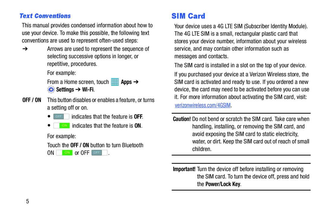 Samsung GH68-40366A manual SIM Card, Text Conventions 