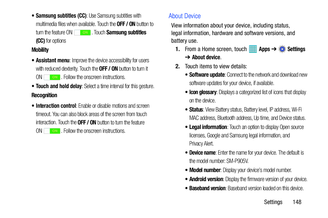 Samsung GH68-40366A manual About Device, Mobility, Recognition, About device 