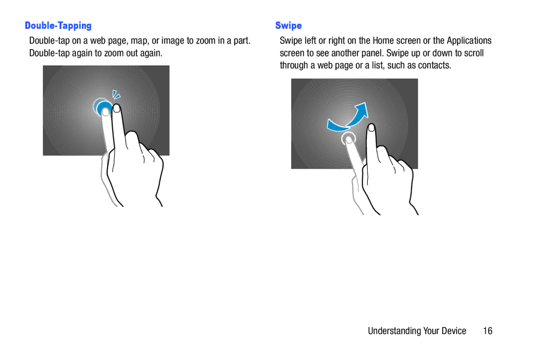 Samsung GH68-40366A manual Double-Tapping, Swipe 