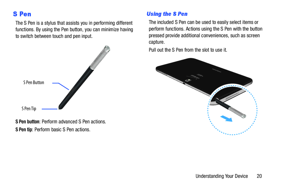 Samsung GH68-40366A manual Using the S Pen 