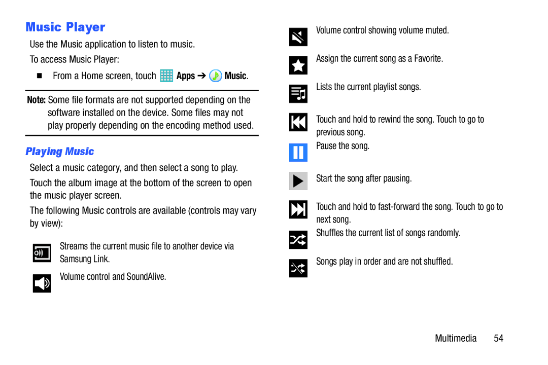 Samsung GH68-40366A manual Music Player, Playing Music 