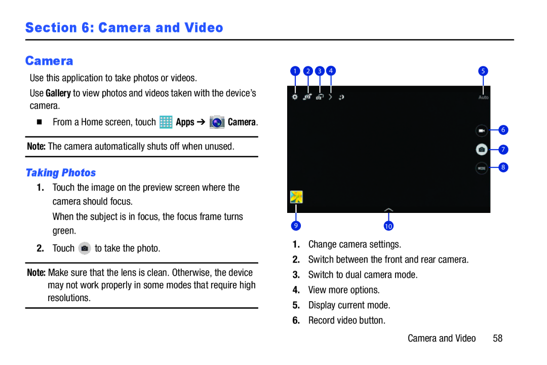 Samsung GH68-40366A manual Camera, Taking Photos 