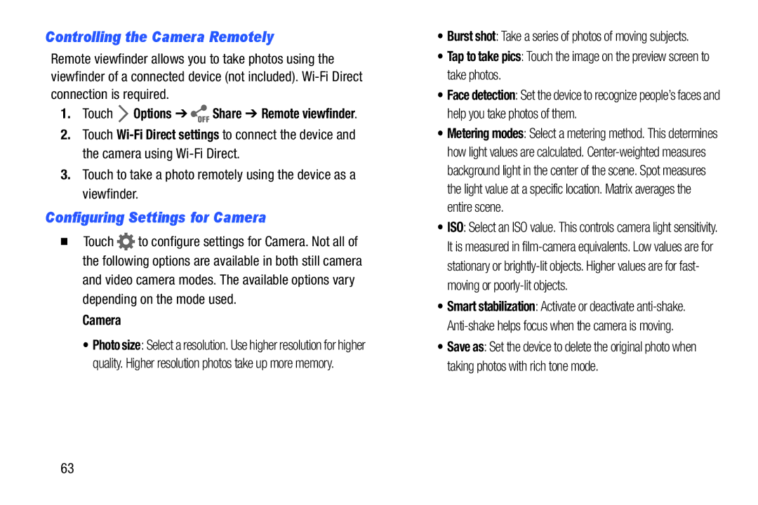 Samsung GH68-40366A manual Controlling the Camera Remotely, Configuring Settings for Camera 