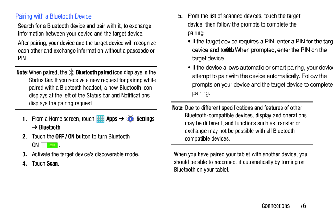 Samsung GH68-40366A manual Pairing with a Bluetooth Device 