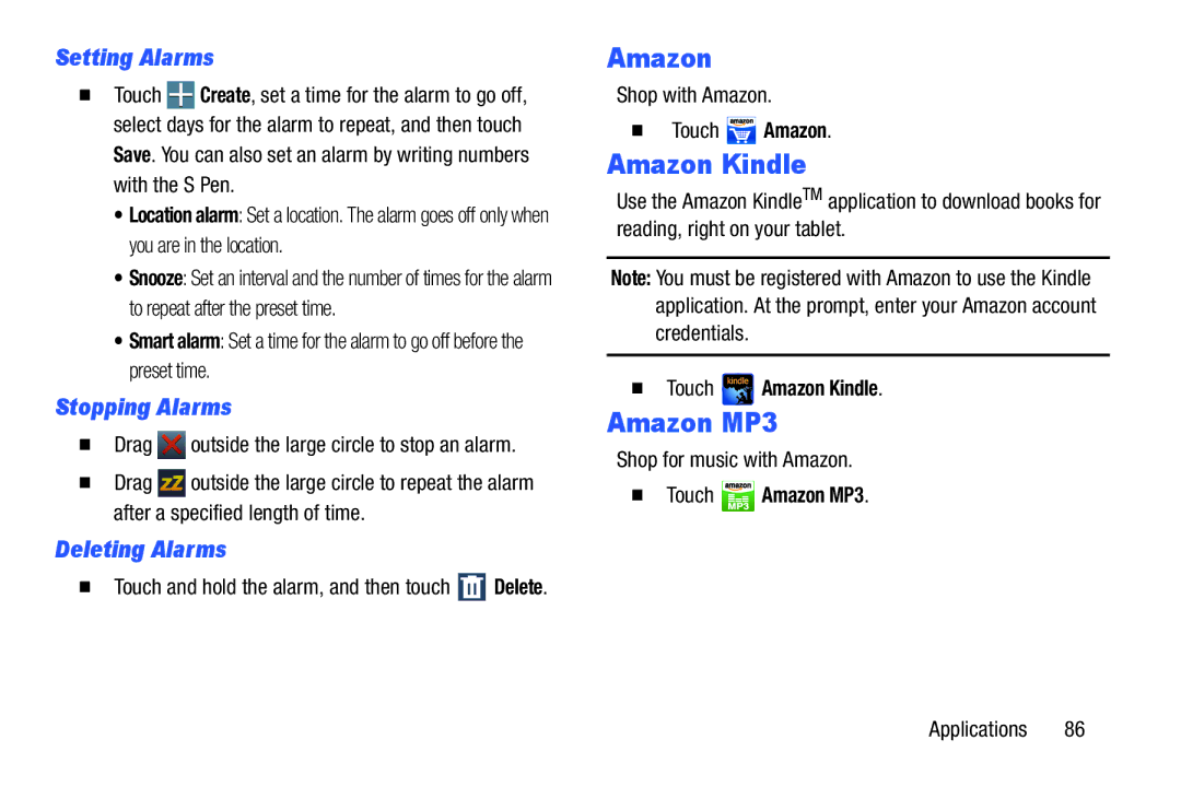 Samsung GH68-40366A manual Amazon Kindle, Amazon MP3 