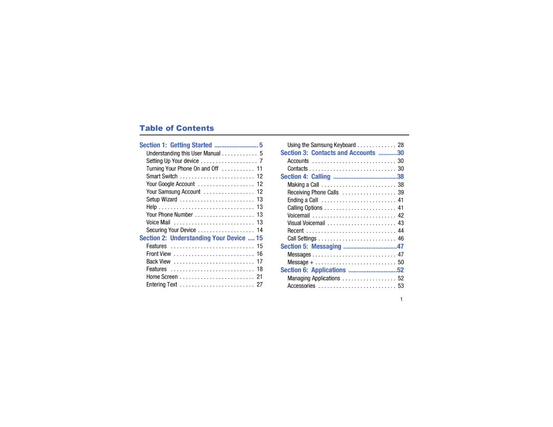 Samsung GH68-40785A manual Table of Contents 