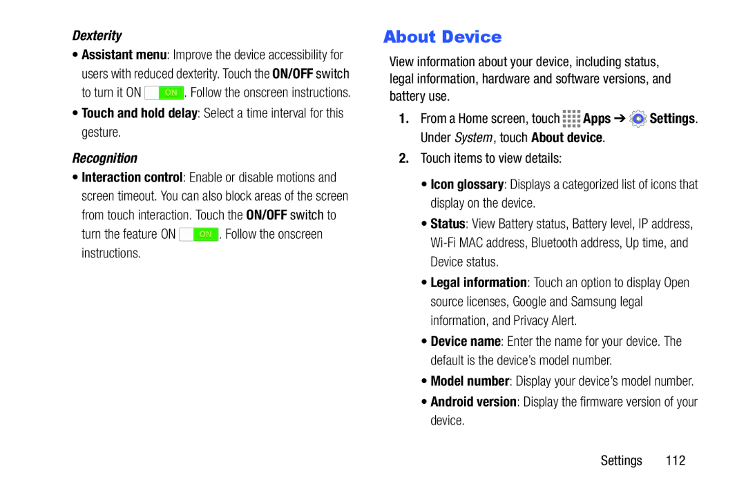 Samsung GH68-41349F manual About Device, Turn the feature on . Follow the onscreen instructions 