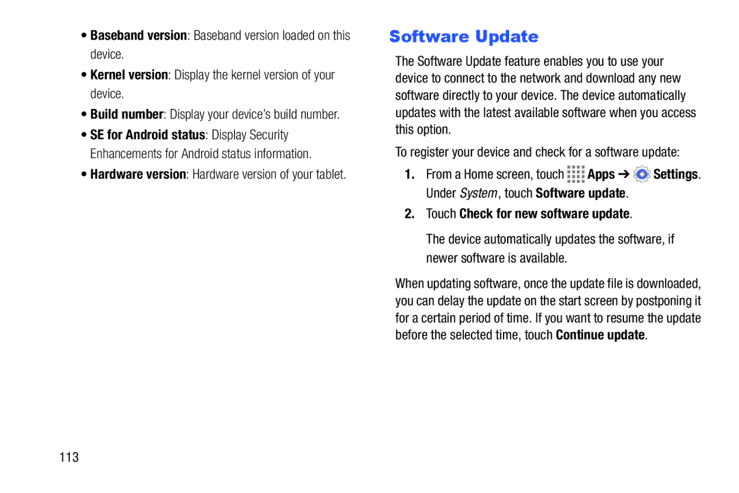 Samsung GH68-41349F manual Software Update, Touch Check for new software update 