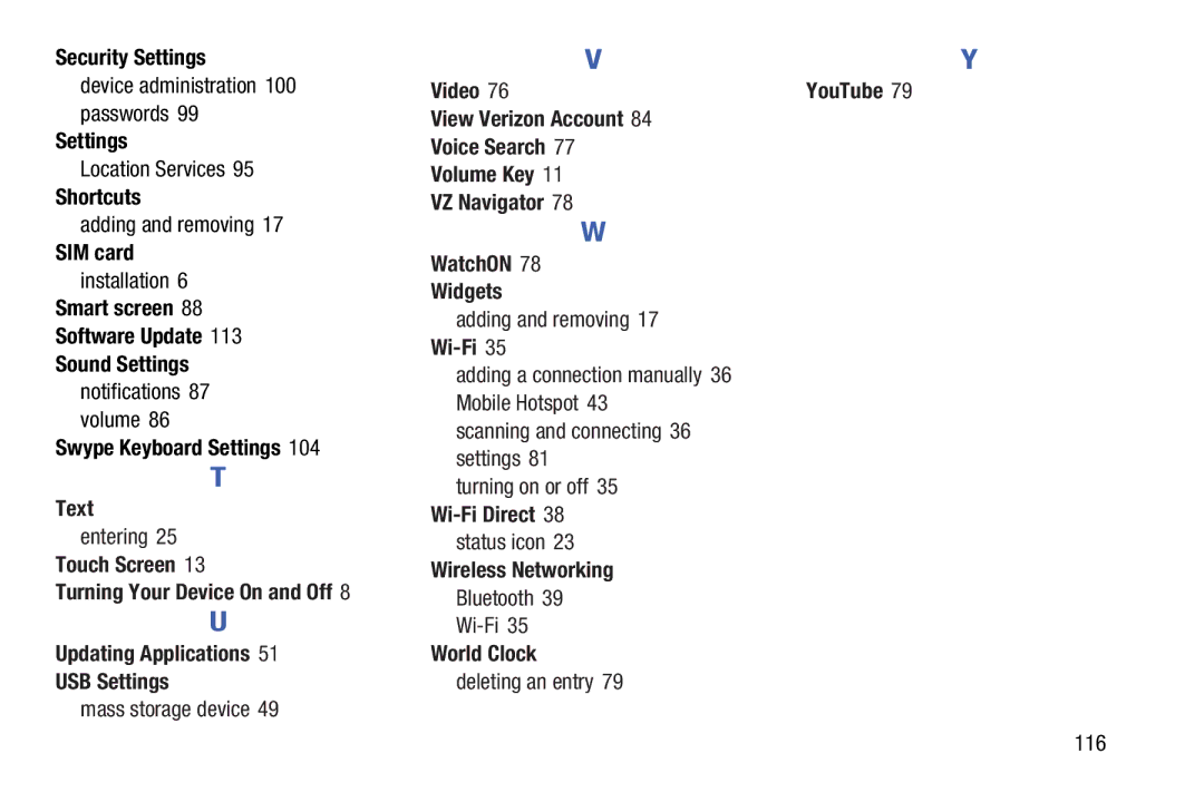 Samsung GH68-41349F Security Settings, Shortcuts, SIM card, Software Update Sound Settings, Swype Keyboard Settings Text 