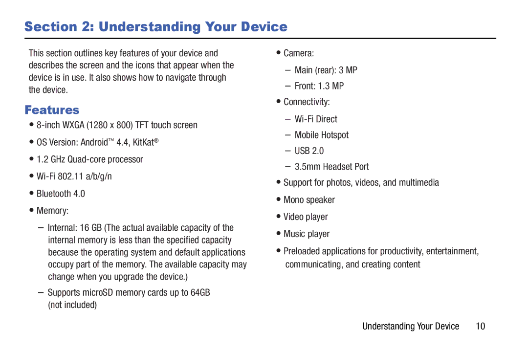 Samsung GH68-41349F manual Understanding Your Device, Features 