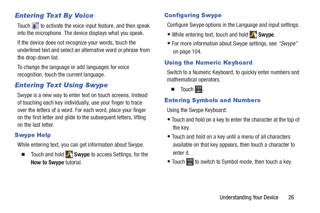 Samsung GH68-41349F manual Entering Text By Voice, Entering Text Using Swype 