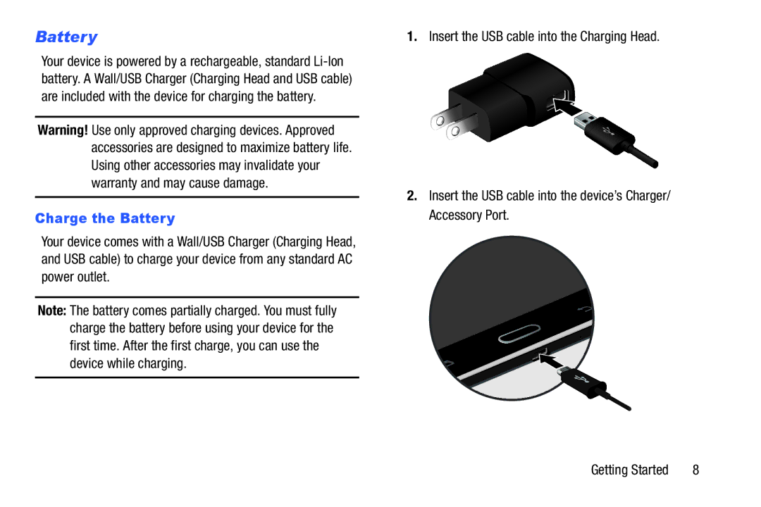 Samsung GH68-41351F manual Charge the Battery 