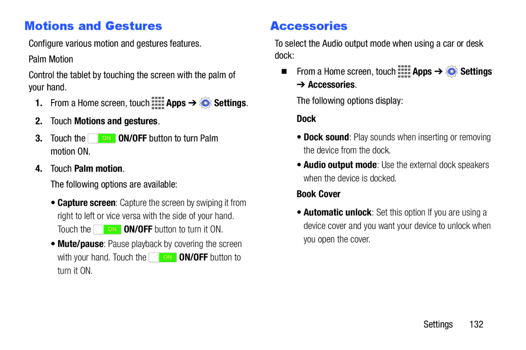 Samsung GH68-41351F manual Motions and Gestures, Accessories 