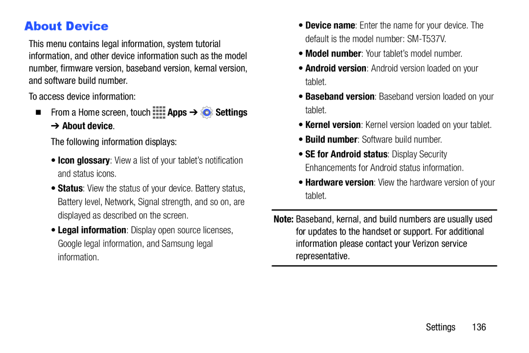 Samsung GH68-41351F manual About Device, To access device information, About device, Build number Software build number 