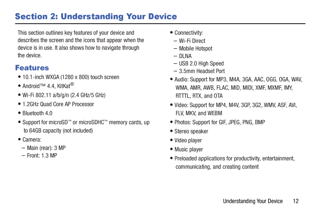 Samsung GH68-41351F manual Understanding Your Device, Features 