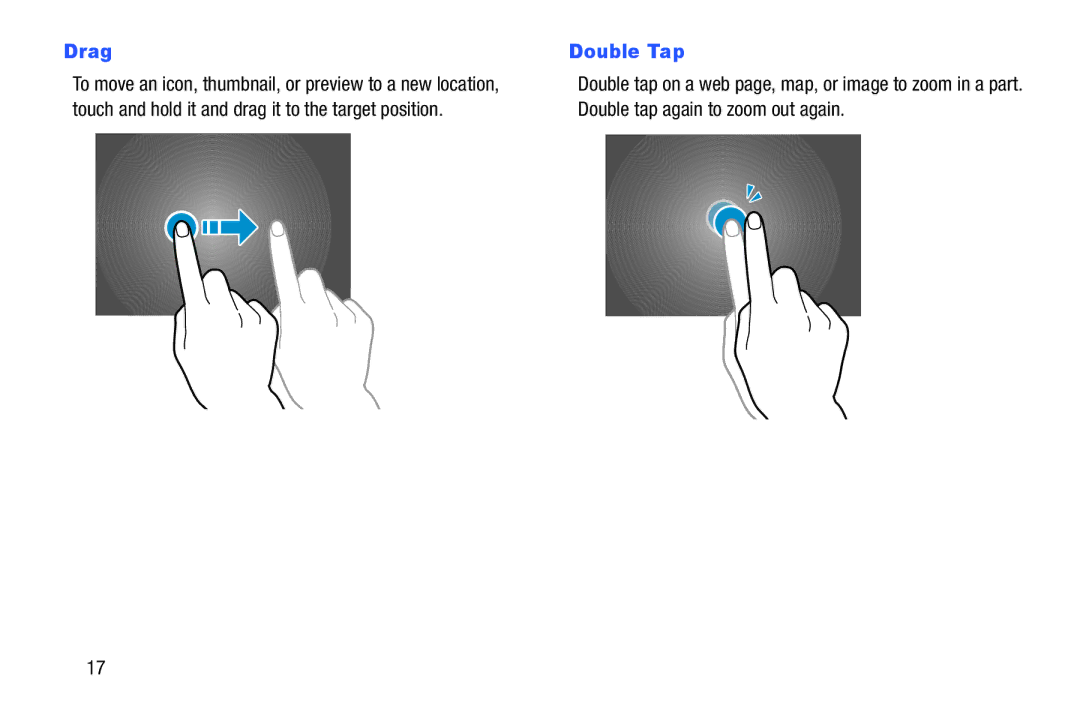 Samsung GH68-41351F manual Drag, Double Tap 