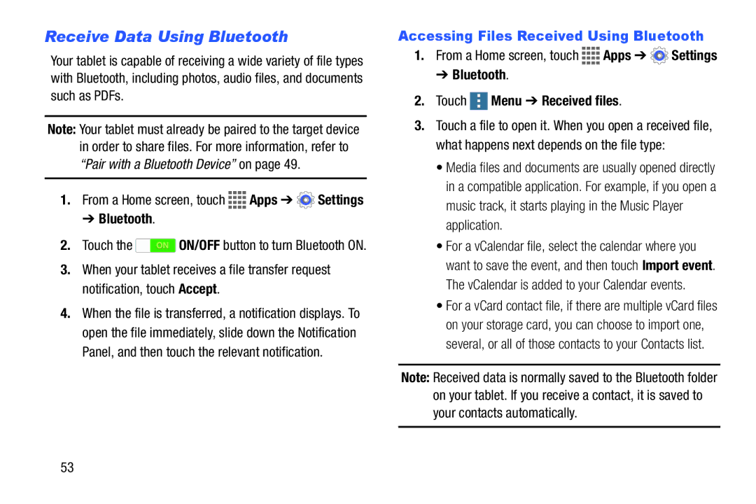 Samsung GH68-41351F manual Receive Data Using Bluetooth, Accessing Files Received Using Bluetooth 