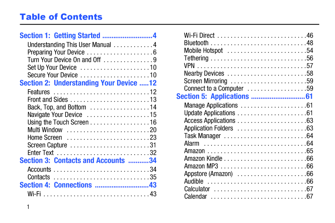 Samsung GH68-41351F manual Table of Contents 