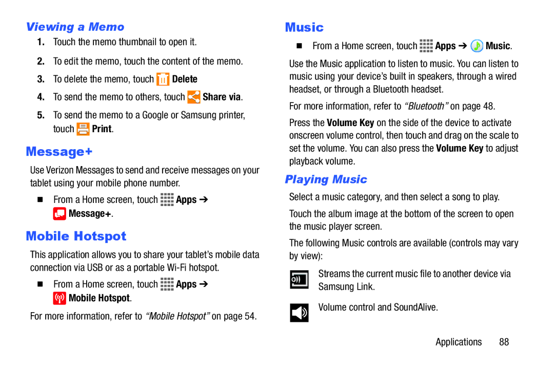 Samsung GH68-41351F manual Message+, Viewing a Memo, Playing Music 