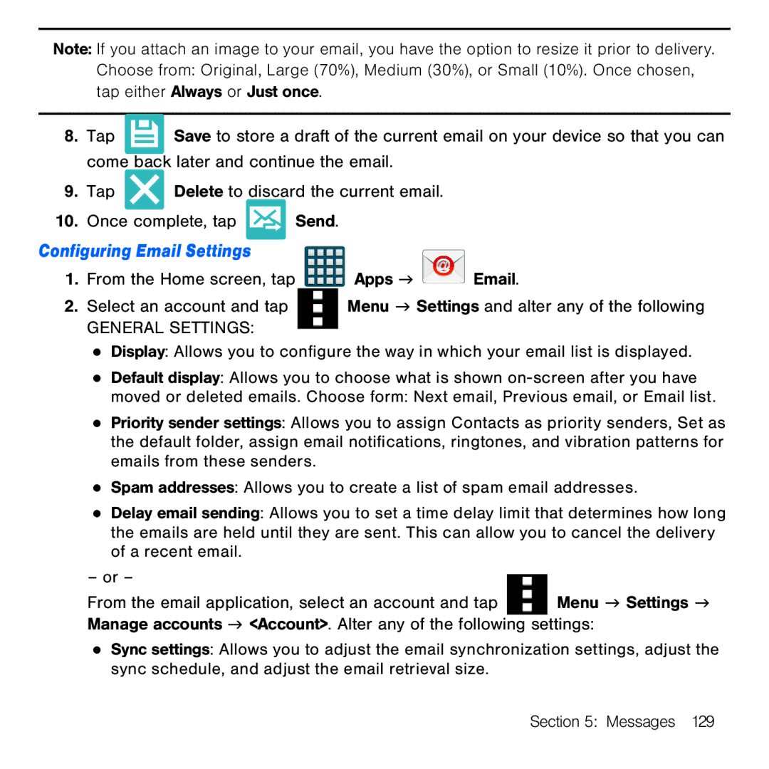 Samsung GH68-41834A user manual Configuring Email Settings, General Settings 