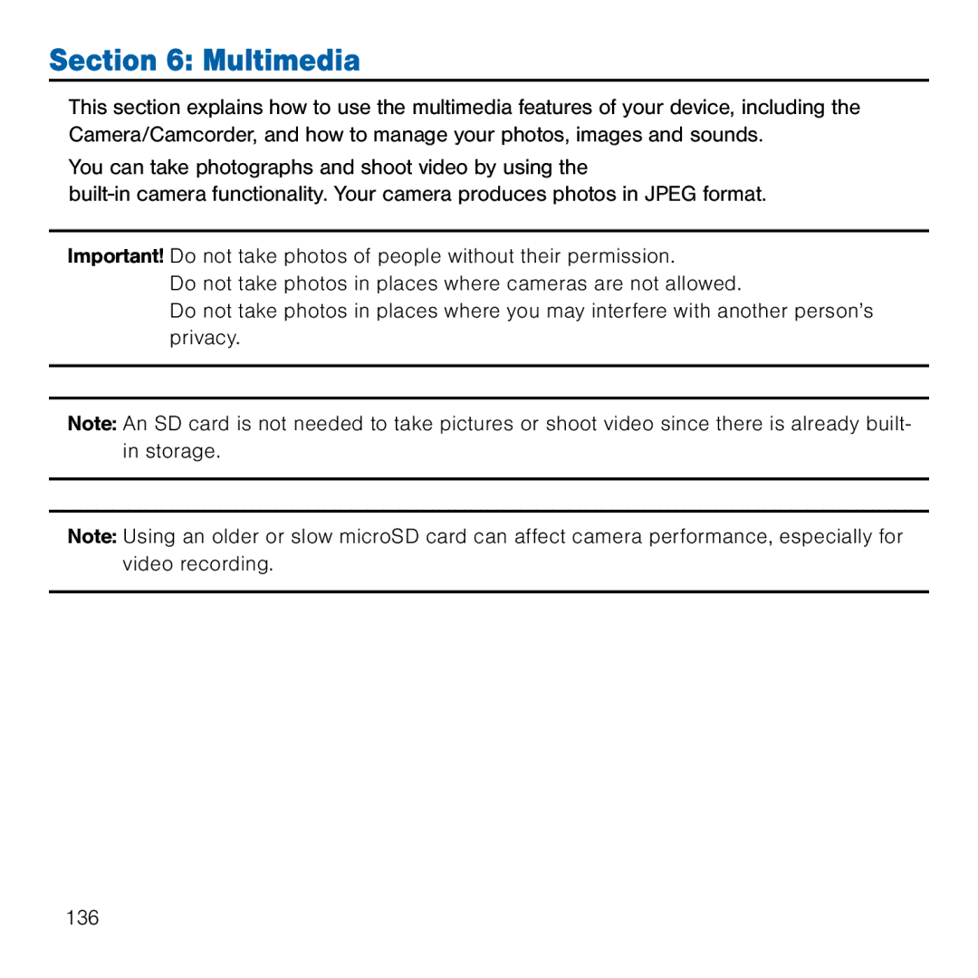 Samsung GH68-41834A user manual Multimedia 