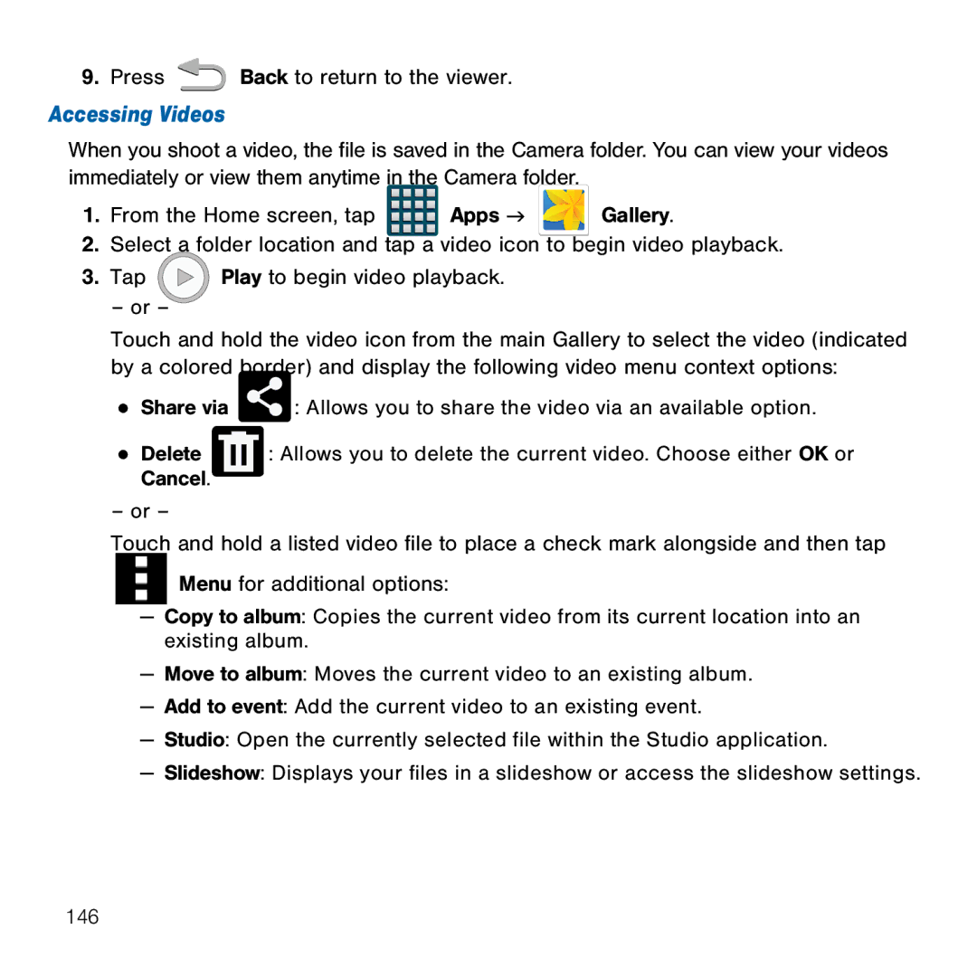 Samsung GH68-41834A user manual Accessing Videos 