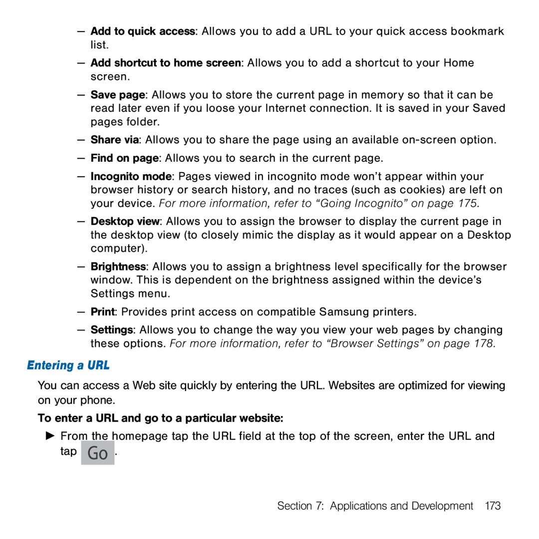 Samsung GH68-41834A user manual Entering a URL 