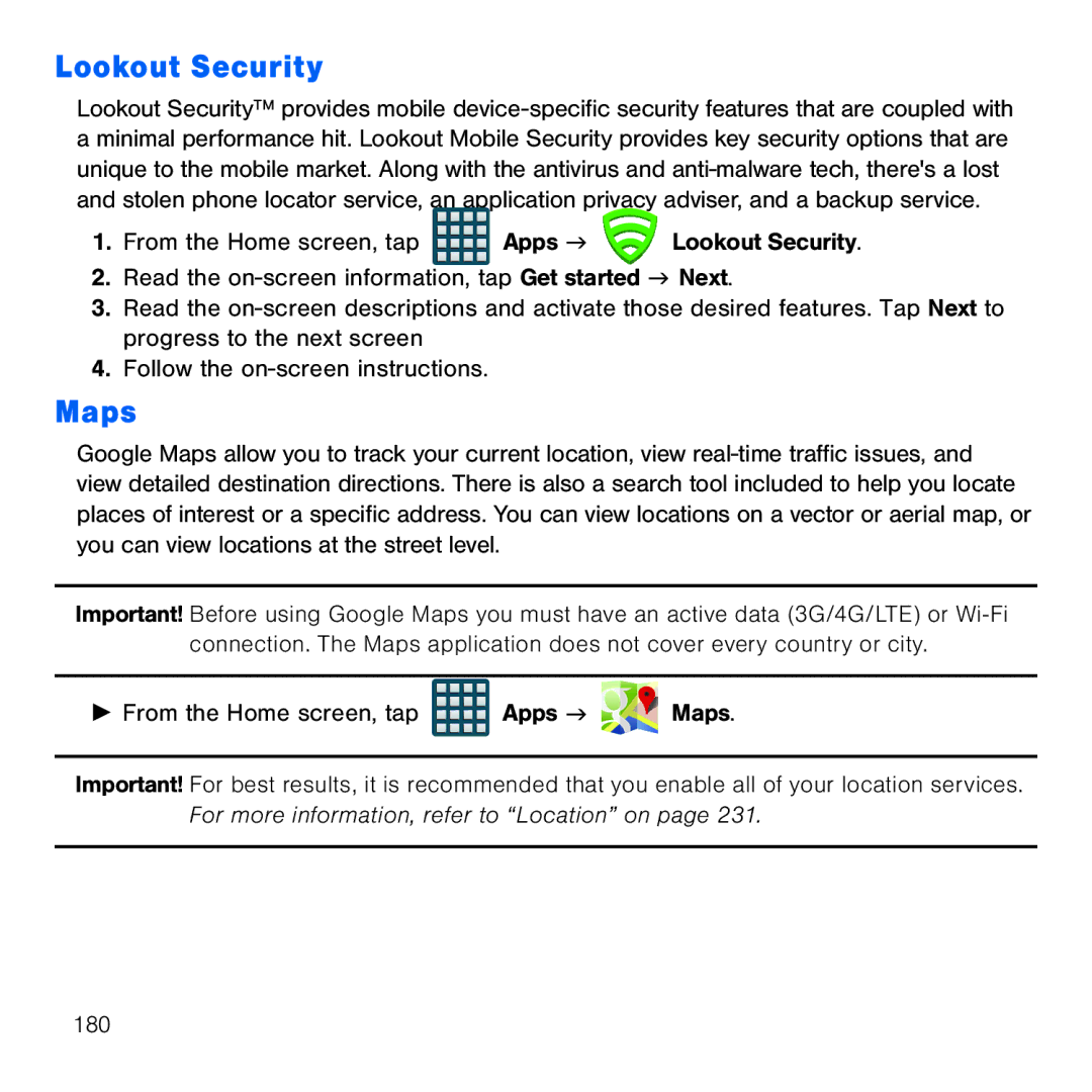 Samsung GH68-41834A user manual Lookout Security, Maps 