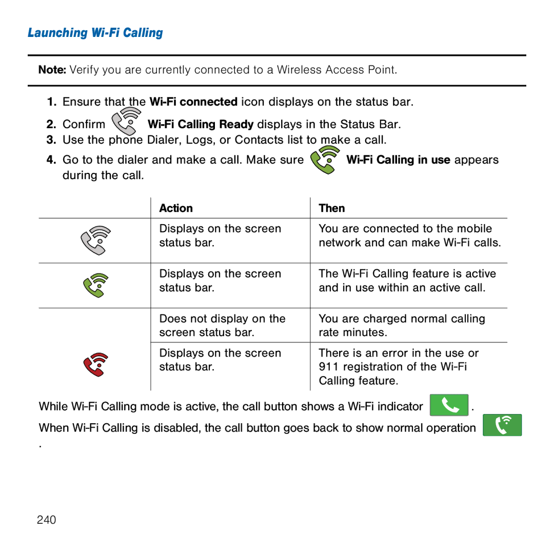 Samsung GH68-41834A user manual Launching Wi-Fi Calling 