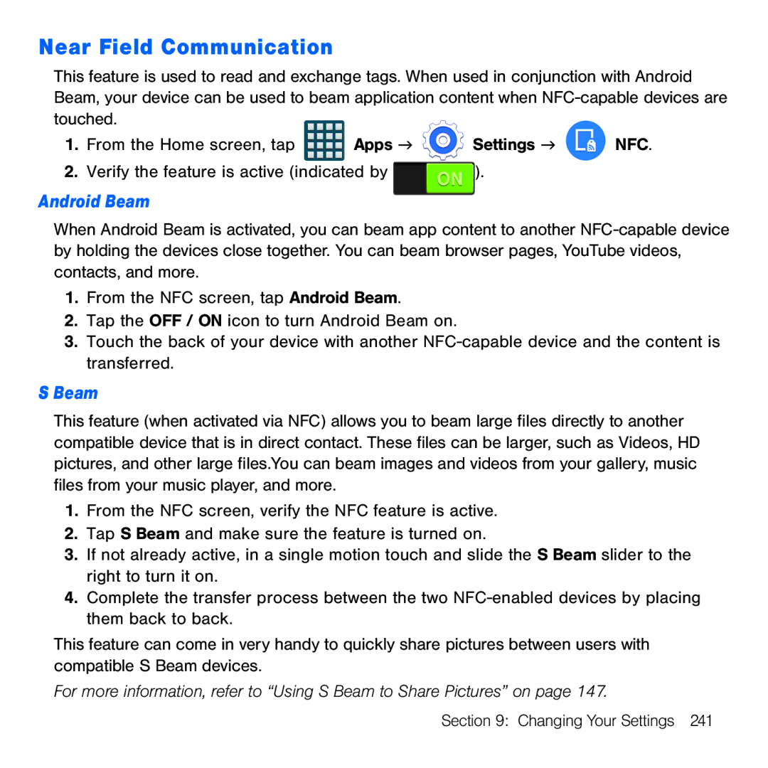 Samsung GH68-41834A user manual Near Field Communication, Android Beam 