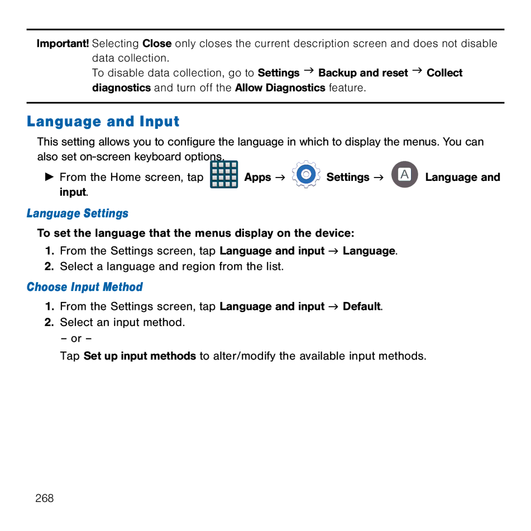 Samsung GH68-41834A user manual Language and Input, Language Settings, Choose Input Method 