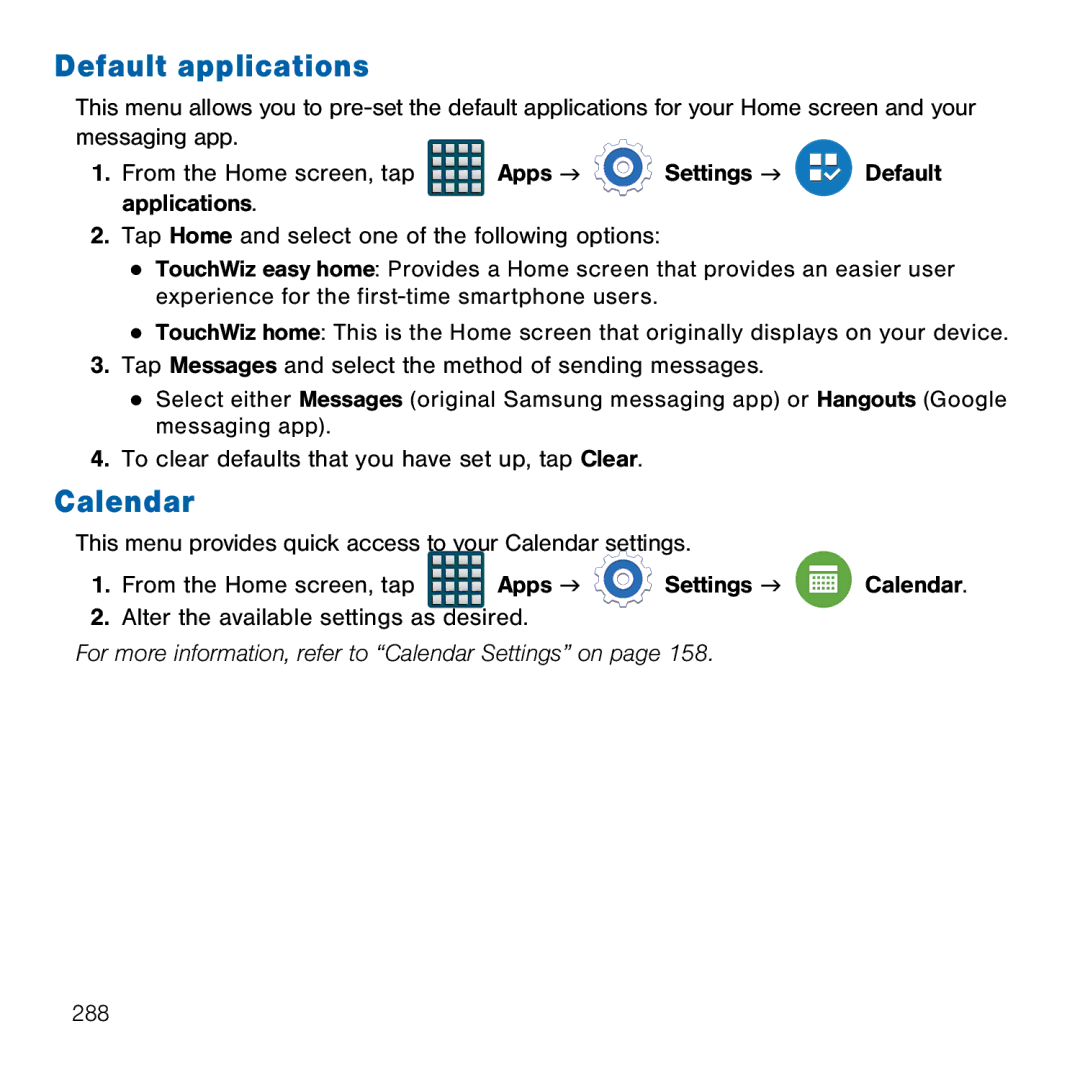 Samsung GH68-41834A user manual Default applications, Calendar 